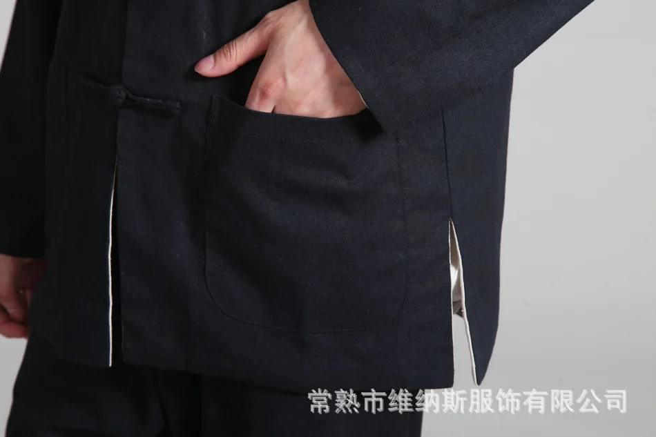 Chinese Costume Men's Long Sleeve Cotton Linen Double-Sided 2973-1 Ethnic-Style Flax Chinese-style Chinese Style Improved MEN'S