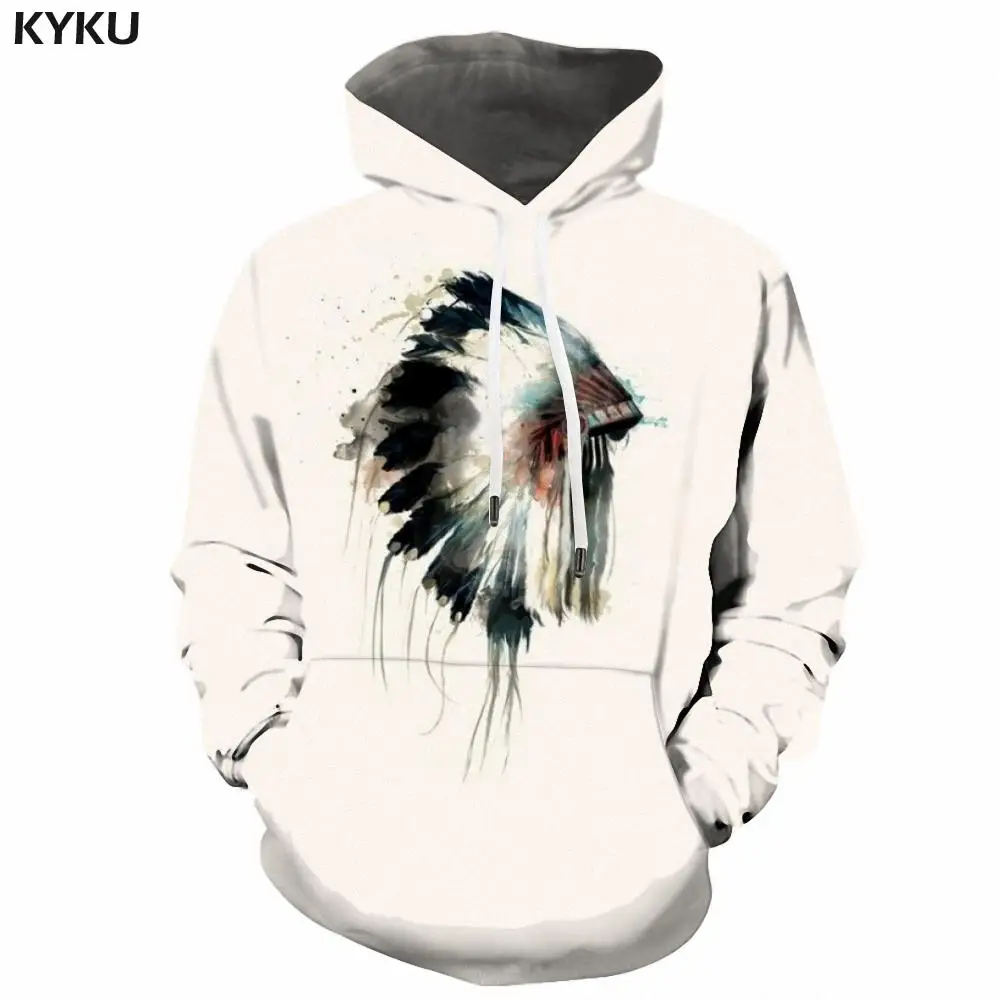 

3d Hoodies Indians Hoodie Men Harajuku 3d Printed White Hoodie Print Long Sleeve Streetwear Autumn New Man