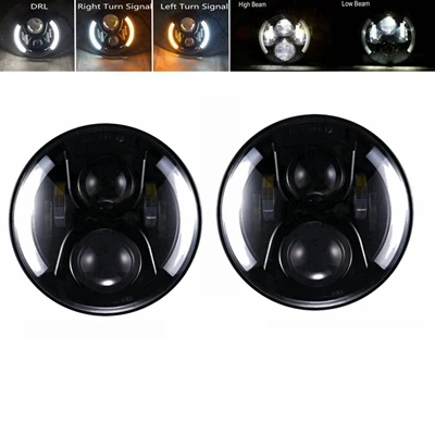 Black 60w Yait 2 шт. 7 дюймов круглые светодиодные фары дальнего ближнего света DC12v 24 в фары для Wrangler Lada 4x4 urban Niva suzuki samurai - Цвет: Black 60w
