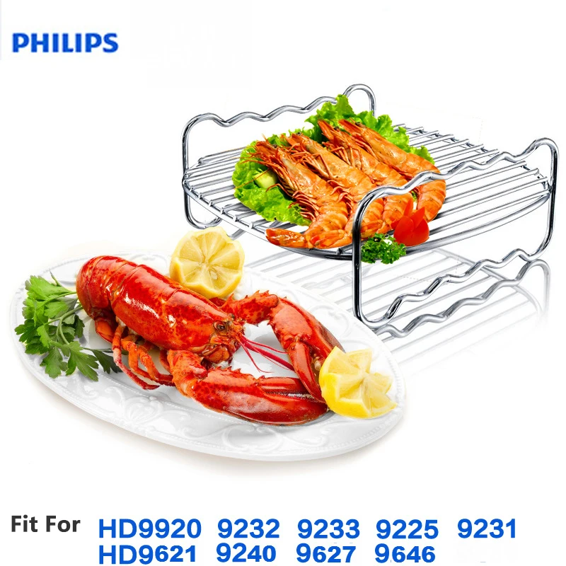 Air Fryer Access Double Layer Rack Skewer Tray Grill Shelf For Philips HD9904/20 