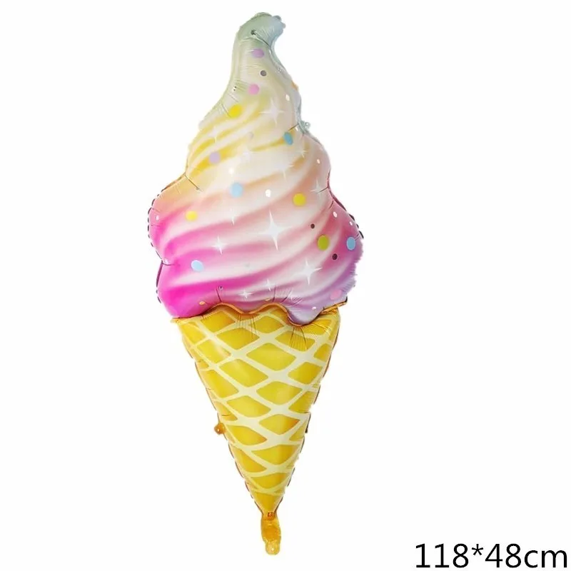 2pcs Large Rainbow Ice Cream Aluminum Foil Helium Balloon Children Birthday Party Decorative Balloons, Baby Shower Toys Gifts