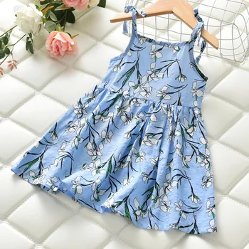 

Girls Dresses 2020 New Summer Floral Style with Hat Children Sleeveless Costume Girl Clothes Kids Dress For Girls Casual Dresses