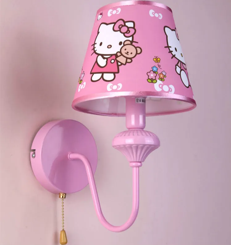 

Children room led pink wall lamp cloth lampshade wall light for girl Kid bedroom light modern mini wall fixtures home led sconce