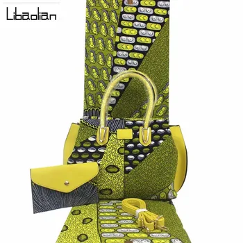 

Latest African Women Wax Handbag Sets High Quality African Ankara Wax Bag Set With 100% Cotton 6 Yards Real Wax Fabric F912-25