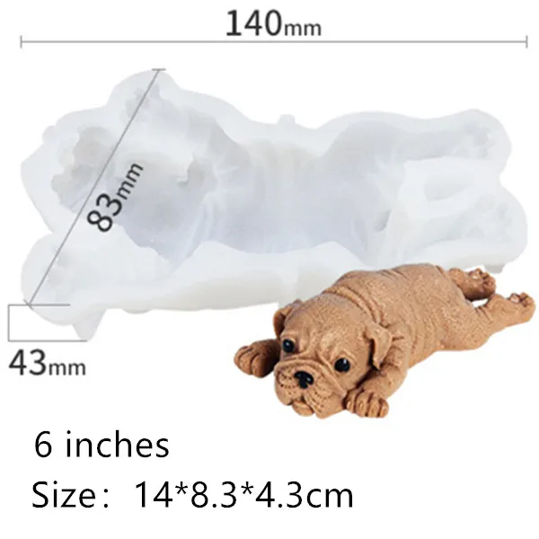 6 inches 1pcs Cute Dog Silicone Mold Mousse Cake 3D Shar Pei Mould Fondant Decorating Tool Ice Cream Chocolate Moulds Baking Tools - Цвет: 6 inches