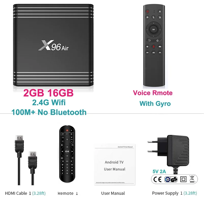 X96 Air Smart tv Box Android 9,0 Amlogic S905X3 4 ГБ 32 ГБ 64 ГБ Android tv Box X96Air 1080P 4K 60fps медиаплеер телеприставка - Цвет: 2GB 16GB add G20S