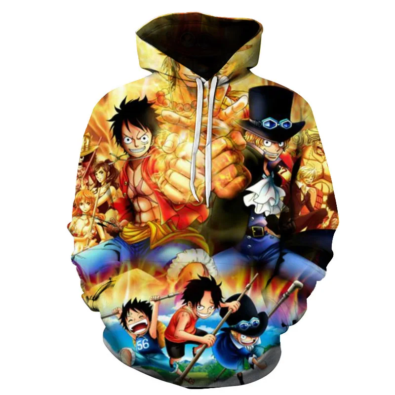 2019 Spring Autumn Newest Fashion Youth Hoodie Classic Anime Pirate King 3D Printing Pullover Men Women Trendy Loose Hoodies 6XL|Толстовки