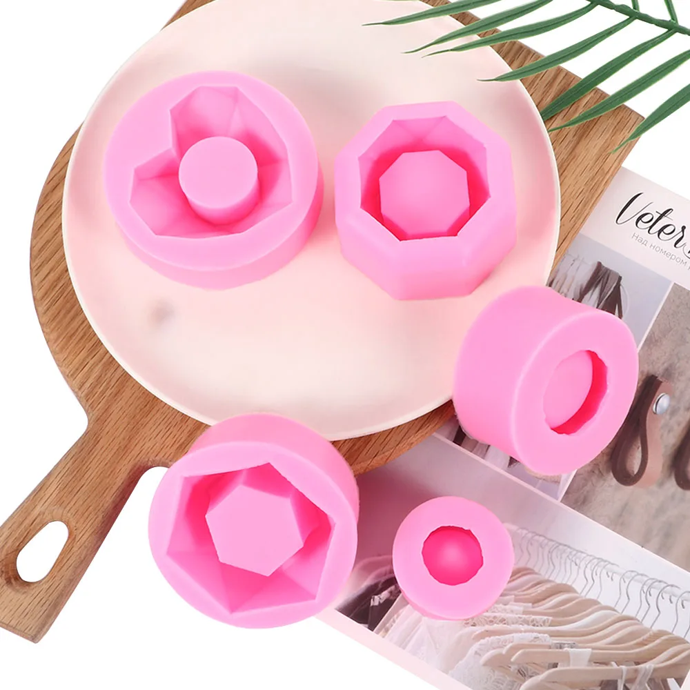 

DIY Craft Cake Candle Holder Silicone Mold Heart Shape Geometric Polygonal Concrete Flower Pot Vase Mold Office Home Decoration