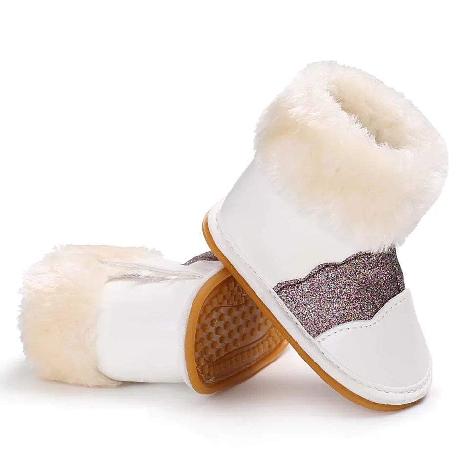 Newborn Baby Boots Winter Bebe Boy First Walkers Leather Baby Girl Shoes Fur Snow Super Warm Prewalker Soft Sole No-slip Booties