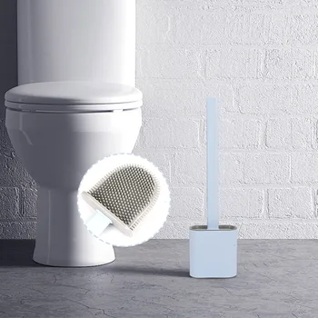 

Silicone Toilet Brush With Base Rubber Head Holder Floor-standing Wall-mounted Cleaning Brush Bathroom Accessories