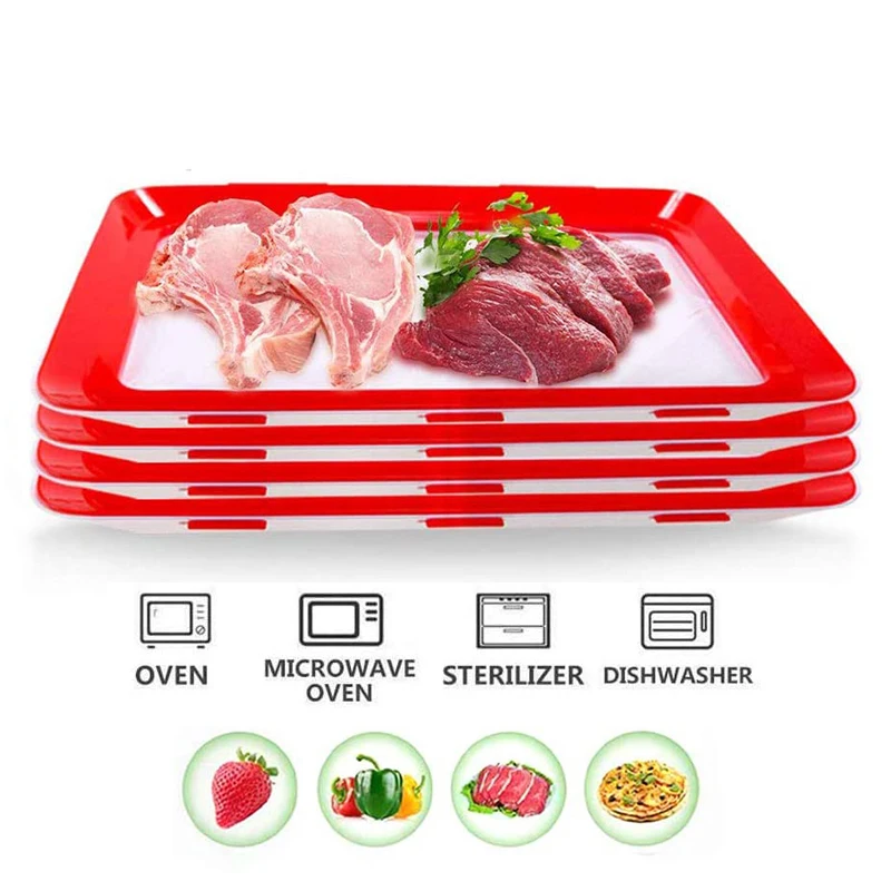 Stackable Food Preservation Tray Healthy Fresh Reusable Food Storage  Container With Elastic Lids - AliExpress