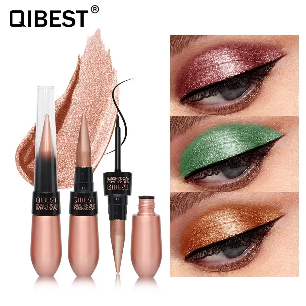 QIBEST 15colors charm dual purpose eyeshadow stick&eyeliner dual ended