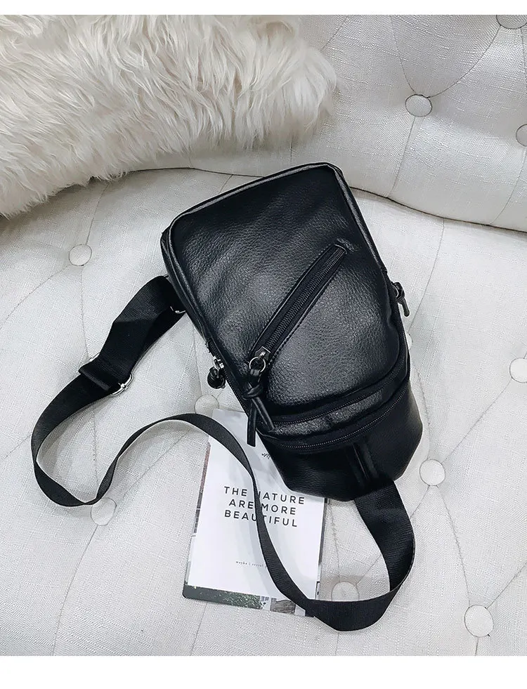 Special Offer New Style Korean-style Casual Travel PU Leather Shoulder Cross-body Backpack Fashion Men Shoulder Chest Pack