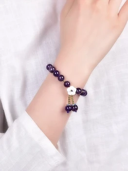 

Pure natural amethyst round bead bracelet. pulseira feminina. Lavender purple, there are many styles to choose from.