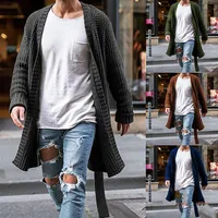 2021 Men O-Neck Cardigan Autumn Winter Solid Perfect Quality Spacious Long Clothes Knitted Casual Male Sweater 5XL Overcoat Tops