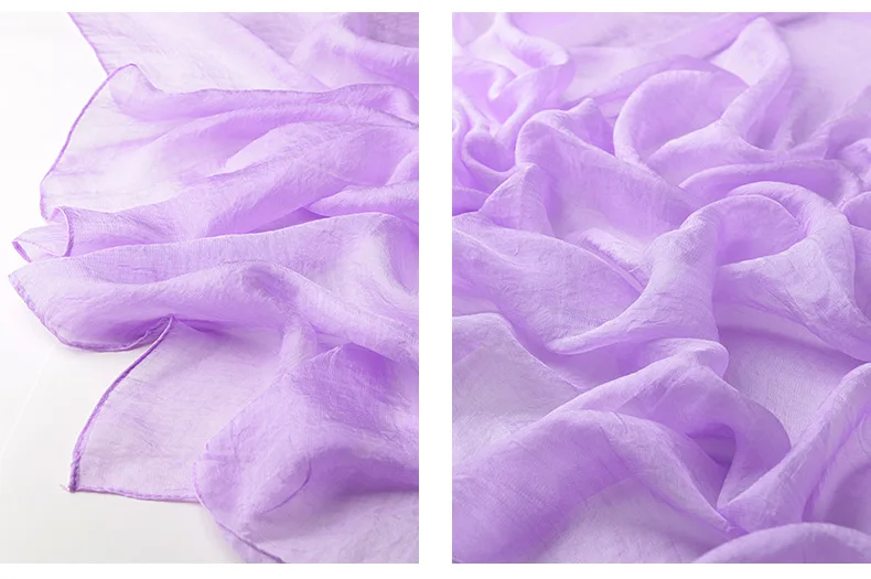 Plus Size 200*150 Cm Womens Solid Color Silk Scarves Long Chiffon Scarf Light Thin Sunscreen Shawl Summer Ladies Beach Scarf