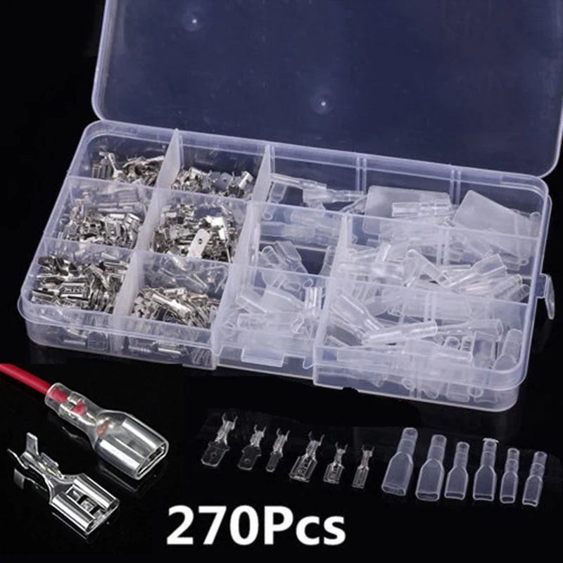 

Hot 120/270pcs Female Male Cable Plugs Car Electrical Wire Terminals Crimp Connectors FQ-ing