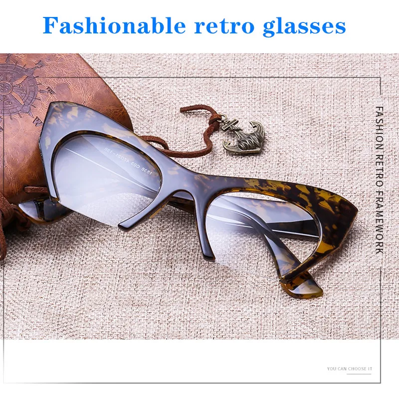 Global hot selling Vintage Half Frame Cat Eye Sunglasses Clear Lens Classic Sun Glasses Luxury Brand Designer Sexy Shades