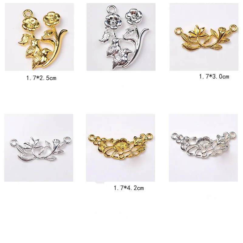 10PCS-Fashion-Metal-Alloy-Gold-Silver-KC-Gold-Flower-Branch-Connectors-Charm-DIY-Findings-For-Jewelry (2)