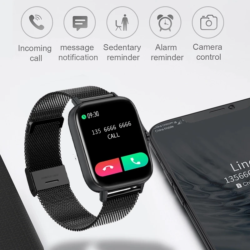 GEJIAN Bluetooth Call Smart Watch Men Women Smartwatch ECG Fitness Tracker Waterproof 1.69 inch touch screen For Android iOS+Box