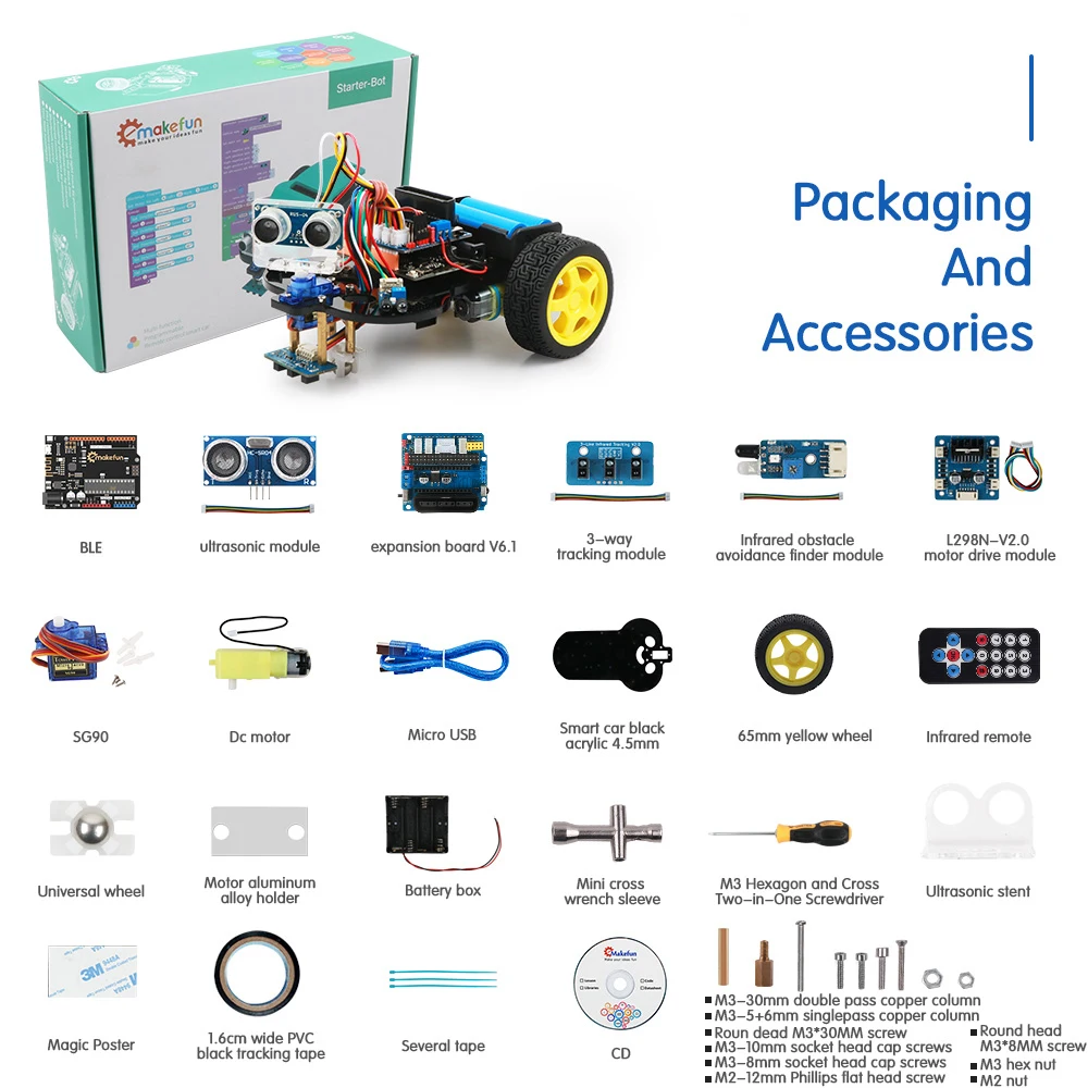 Умный автомобильный стартовый набор роботов для Arduino R3 с обучающим руководством