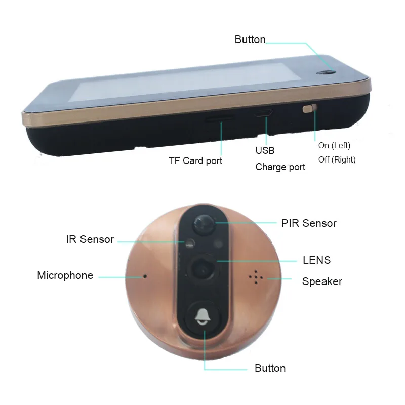 Topvico беспроводная камера Wi-Fi для дверного звонка дверной видео глазок Intercoms 4,3 дюймов Обнаружение движения беспроводной дверной просмотр видео-глаз смарт-кольцо