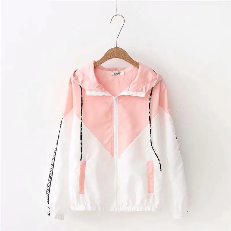

2019 Summer Japanese-style College Style Loose-Fit Mixed Colors Sun-resistant Clothes Female Sports Casual Students Thin Coat Fa