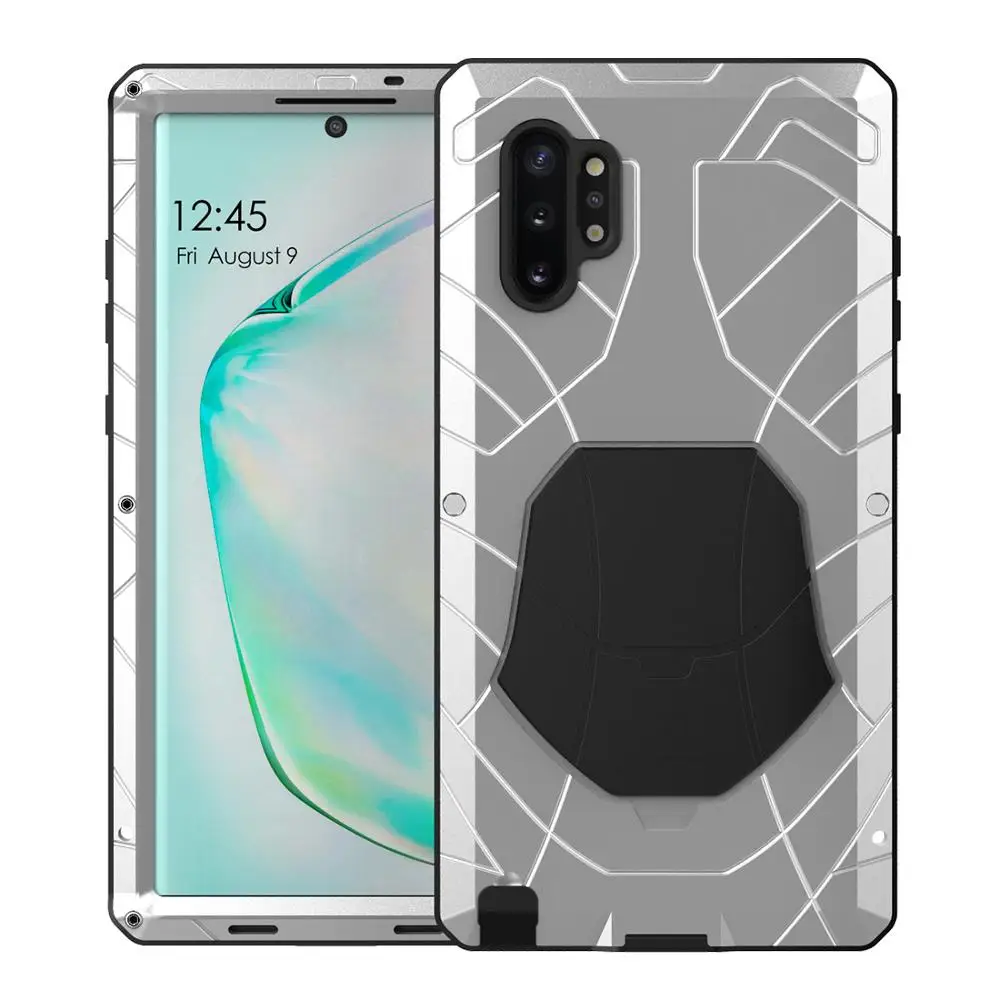 silver Для samsung Galaxy Note 10 твердый корпус для телефона Алюминиевый металлический протектор экрана из закаленного стекла для Note 10 Plus защитный чехол - Цвет: silver