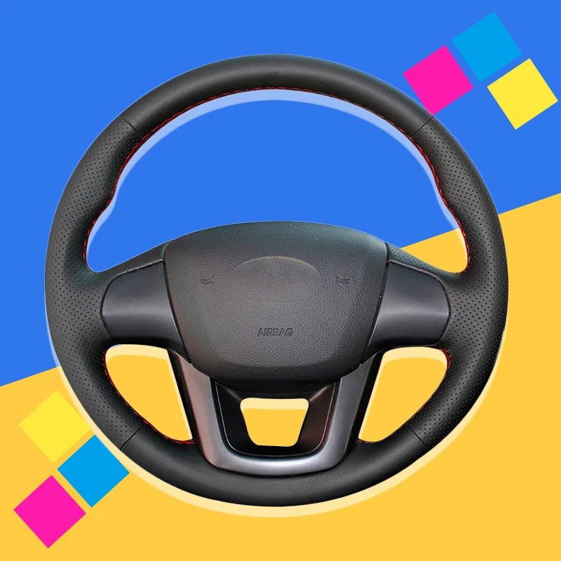Авто оплетка на руль Крышка для Kia K2 Rio 2011 2012 2013 DIY автомобиля оплетка Чехлы салона автомобиля-Стайлинг