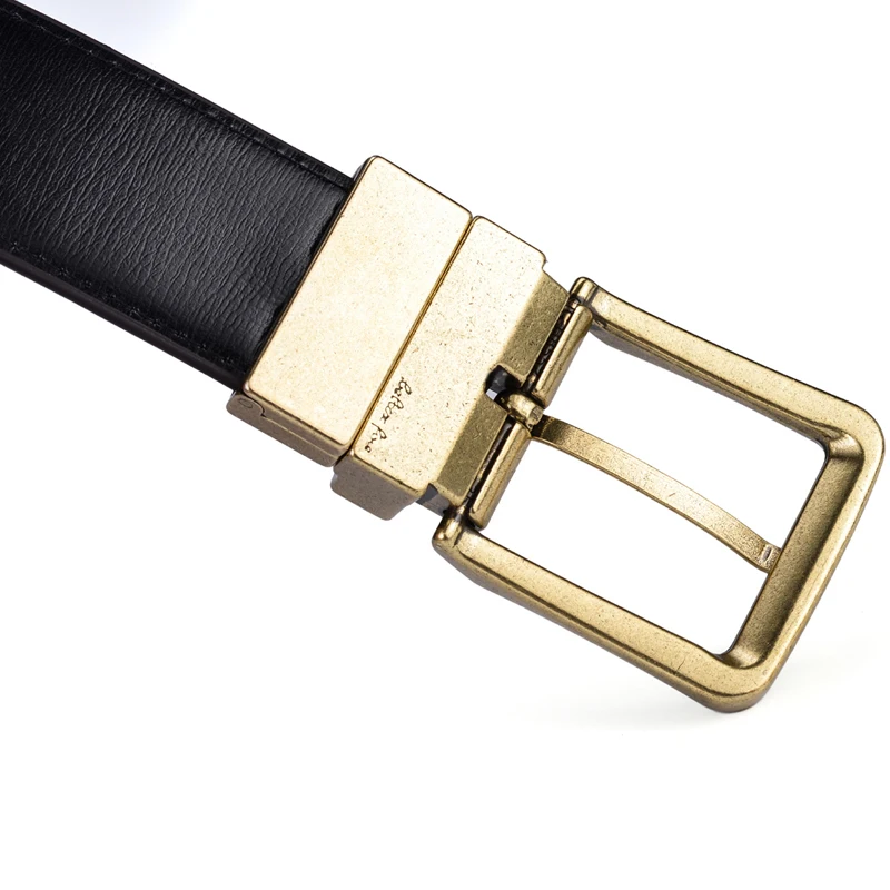 1Pcs Men's Leather Reversible Belts Casual Adjustable Antique Style Rotated Buckle Belt 2 In 1