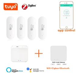 Tuya – capteur de température et humidité pour maison connectée ZigBee, WiFi, contrôle vocal, hygromètre d'intérieur, pour Alexa, Google Home 