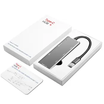 

Aluminum USB C Hub 6-in-1 USB Type C Hub Adapter Dongle Compatible For 2016 2017 MacBook Pro 13" 15" Thunderbolt 3, USB-C Data