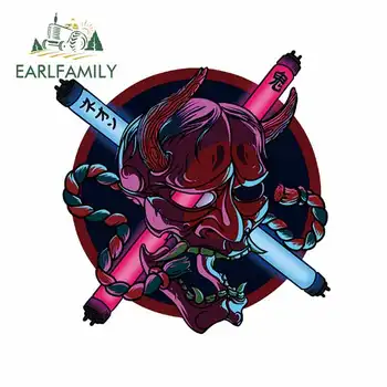 

EARLFAMILY 13cm x 13cm for Japanese Ghost Car Stickers Fine Neon Oni Waterproof Vinyl Decals JDM Camper Car Assessoires