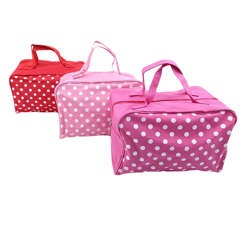  1PC Portable Waterproof Travel Cosmetics Bag Cosmetics Toiletries Storage Bag Cute Dot Oxford Cloth