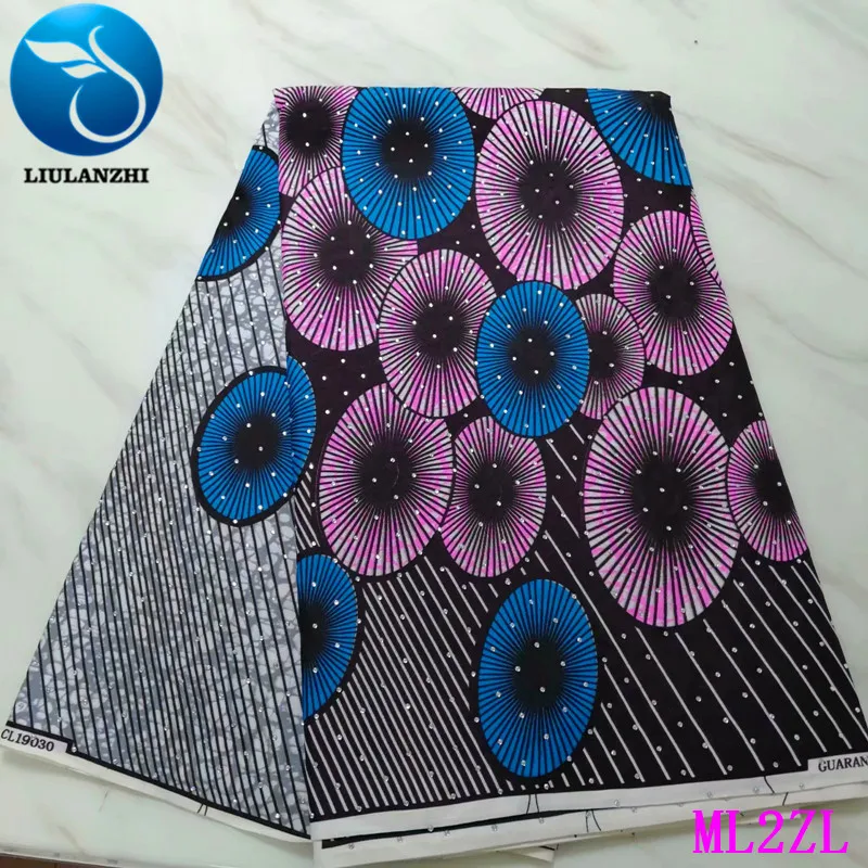 

LIULANZHI African wax fabrics Latest style ankara real wax fabric cotton batik fabric with stones 6yards ML2ZL34-ML2ZL64