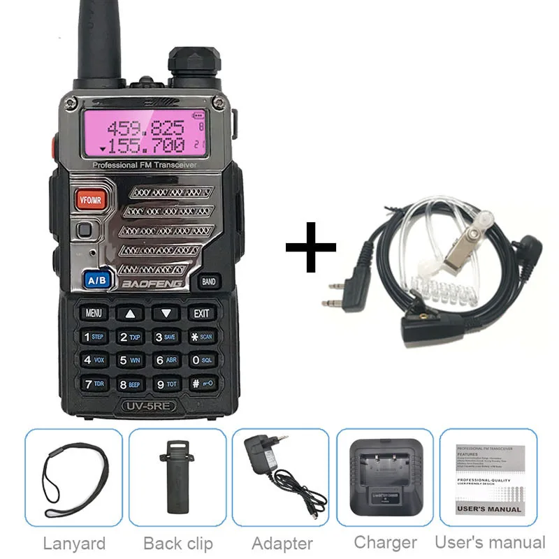 Baofeng UV-5RE 5 Вт портативная рация VHF UHF Любительское радио, Си-Би радиосвязь, коротковолновым приемником сканер радиостанция переговорные PMR446 обновленная UV5R - Цвет: add headset