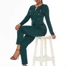 Женский Повседневный деловой костюм из двух предметов, наряды с длинным рукавом, одноцветные сексуальные осенние офисные костюмы