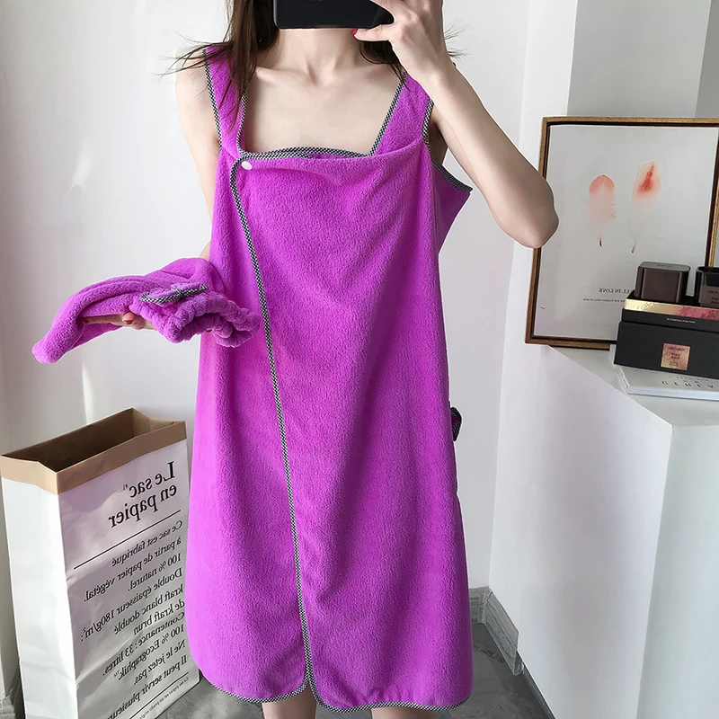 Chic Bath Towel Wearable Towels Superfine Fiber Solid Color Soft and Absorbent Cleaning Plain Towel Hotel Home Bathroom Gifts