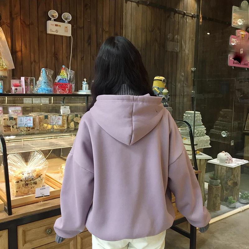 Harajuku Повседневная Толстовка с капюшоном и буквенным принтом, осенне-зимняя теплая флисовая толстовка с капюшоном, пуловеры, Женские топы из двух частей
