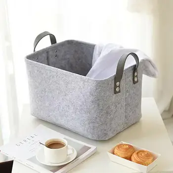 

Felt Storage Basket Black Grey Sundries Storage Basket Socks Box Large Felt Cloth Capacity Bedroom Storage 31*21.5*19cm Sto R1K1