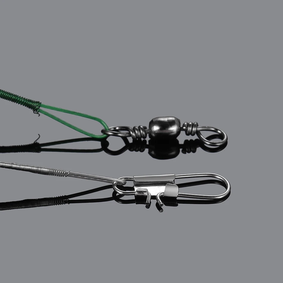 20PCS Anti Bite Steel Fishing Line Steel Wire Leader With Swivel Fishing Accessory Lead Core Leash Fishing Wire 15CM-40CM