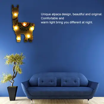 

Lamp for Kid 6 LED Cute Alpaca Shape Night Light Battery Operated Room Table Christmas Party Decoration Lamp