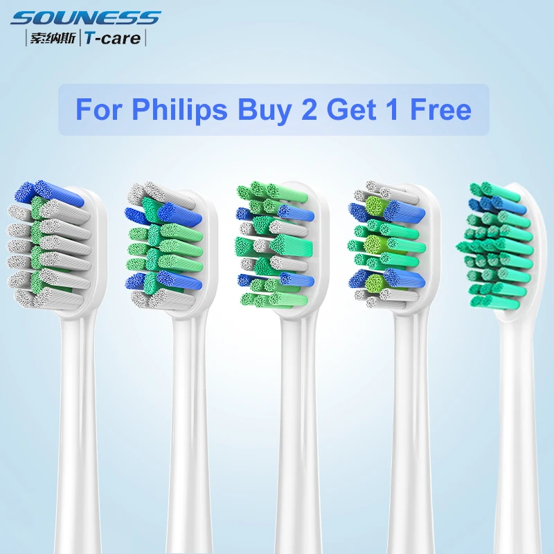 SOUNESS Philips têtes de brosse à dents électrique DuPont Tynex poils haute qualité 4 pièces Pack têtes de brosse à dents remplaçables acheter 2 Get 1