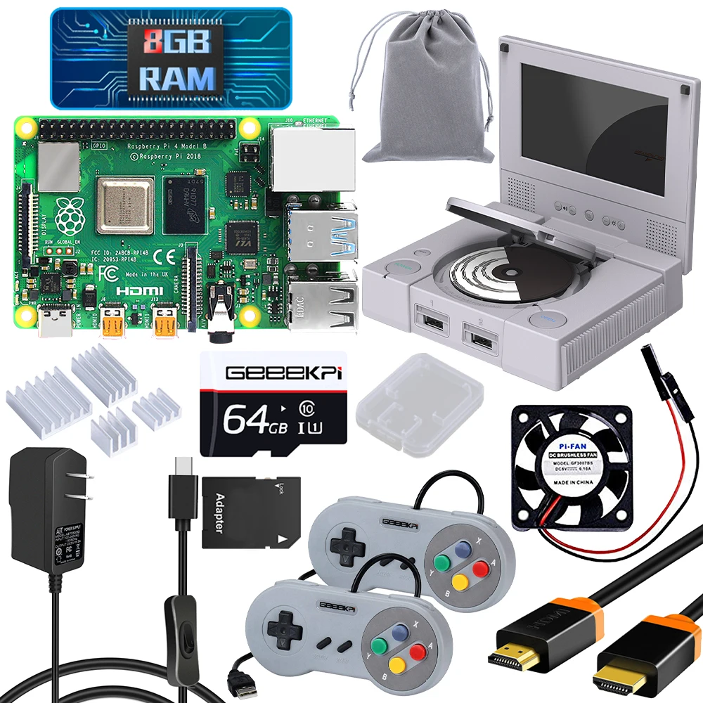 Geeekpi retroflag pistationデラックス版ラズベリーパイ4と4.3インチ 