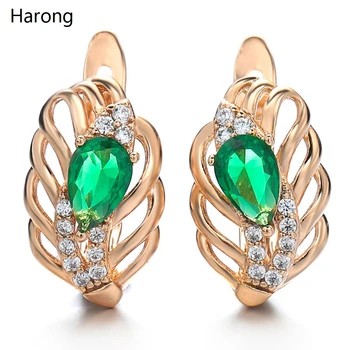 

5/color Classic Luxury Natural Zircon Earrings Geometric Leaves Golden Metal Crystal Stud Earring For Woman Wedding Jewelry Gift