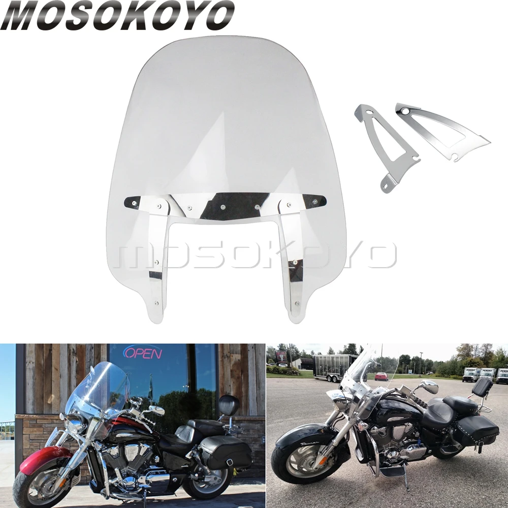 29'' Transparent Windshield Windscreen For Honda VTX1800 VTX1300 F N C R S T 2002-2009 2008 Motorcycle Wind Deflector w/ Bracket |