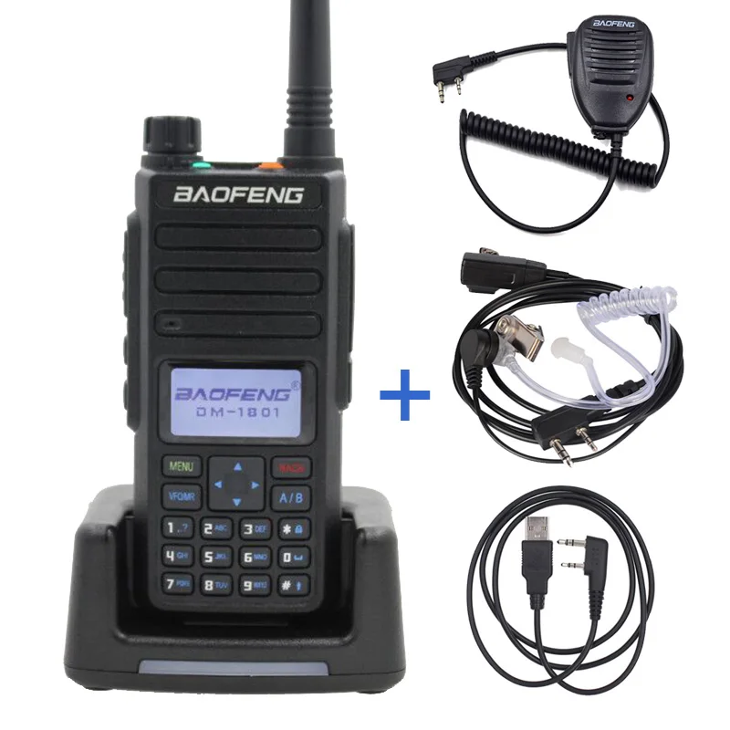 Add USB MIC EAR Baofeng DMR DM-1801 иди и болтай Walkie Talkie VHF UHF 136-174& 400-470 МГц Dual Band Dual Time slot уровня 1 и 2 цифровое радио DM1701 - Цвет: Add USB MIC EAR