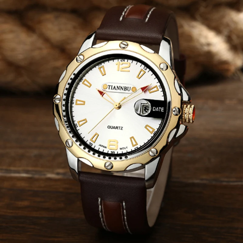 Men's Automatic Movement Fashion Calendar Belt Wristwatch Luminous Waterproof Student Sports Non Mechanical Quartz Watch