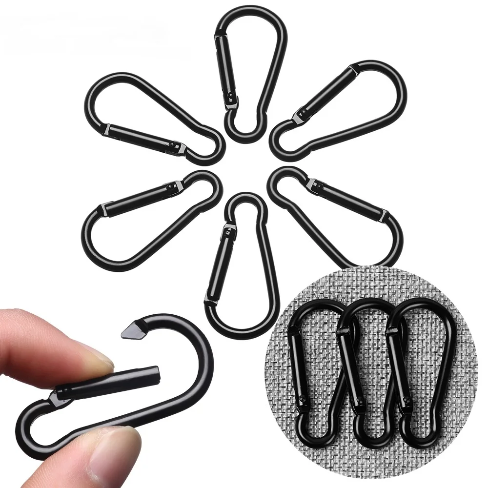 Black Aluminum Alloy D Carabiner Outdoor Spring Snap Clip Water Bottle Hooks Keychain Outdoor Climbing Camping Hiking Tool keychain carabiner carabiner clips 3 Pcs