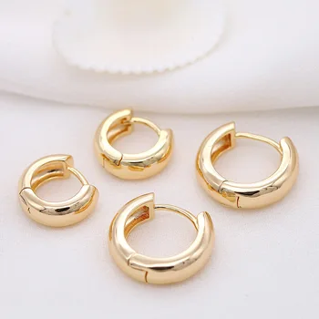 4PCS 13MM 16MM 18MM 23MM 24K Gold Color Plated Brass Round Earrings Hoop Earring Clip High Quality DIY Jewelry Making Findings